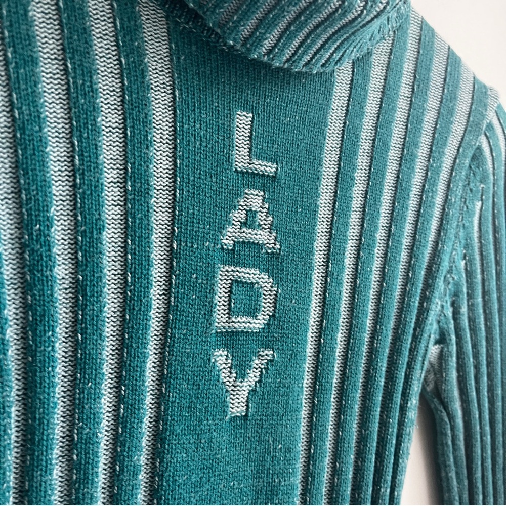 Y2K Lady Dutch Teal Turtleneck Sweater - Picture 4 of 9